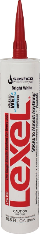 SASHCO Sashco 13080 Elastic Sealant, White, 7 days Curing, 0 to 120 deg F, 10.5 oz