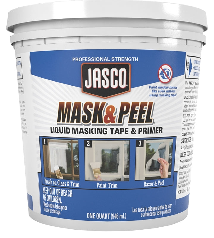 JASCO Jasco Mask and Peel QJMS300 Liquid Masking Tape and Primer, White, Flat/Matte, 1 qt