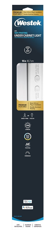 WESTEK Westek Pro Pivot PPCCT-L18W-WIFI Wi-Fi Under Cabinet Strip Light, 120 VAC, 14.5 W, LED Lamp, 1080 Lumens ELECTRICAL WESTEK