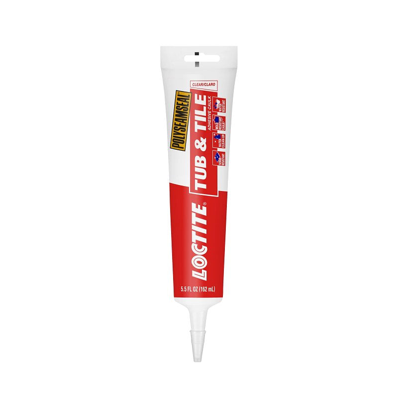 LOCTITE Loctite 2138419 Tub and Tile Adhesive Caulk, Clear, 1 to 14 days Curing, 20 to 170 deg F, 5.5 oz Tube PAINT LOCTITE
