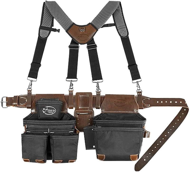 DEAD ON Dead On DO-HSR Hybrid Tool Belt, 40 to 54 in Waist, Leather/Polyester, Black, 15-Pocket TOOLS DEAD ON