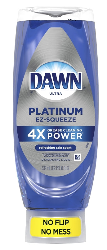 DAWN Dawn Platinum EZ-Squeeze 00207 Dish Soap, 18 fl-oz, Bottle, Liquid, Refreshing Rain, Blue