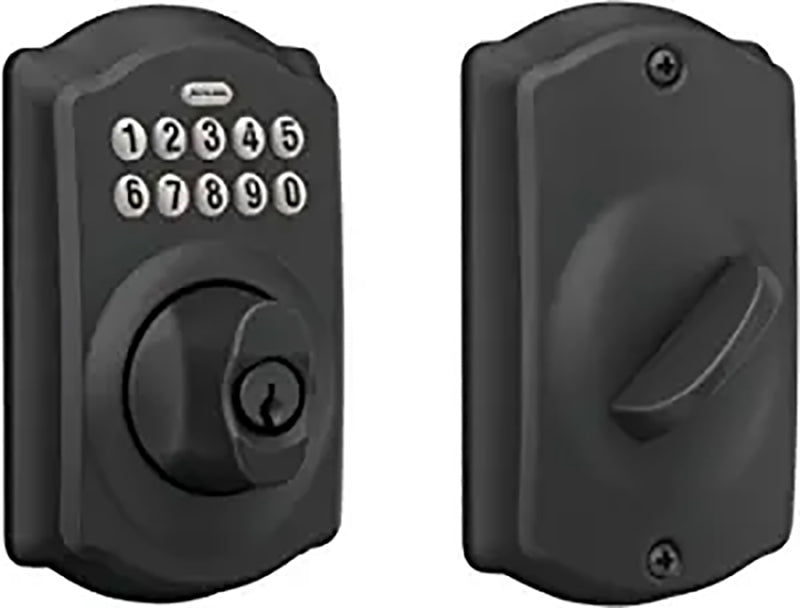 SCHLAGE LOCK Schlage BE365 V CAM 622 Electronic Deadbolt, 19 Number of User Codes, 1 in Projection, Matte Black, Residential
