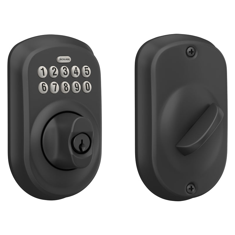 SCHLAGE LOCK Schlage BE365 V PLY 622 Electronic Deadbolt, 19 Number of User Codes, 1 in Projection, Matte Black, 1 Grade, 1/CD