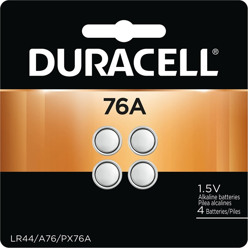DURACELL Duracell 76AB4PK Battery, 1.5 V Battery, 110 mAh, LR44 Battery, Alkaline ELECTRICAL DURACELL