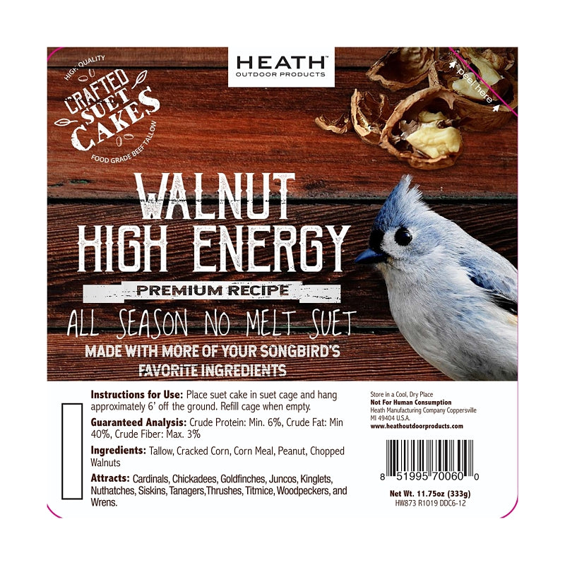 HEATH Heath DDC6-12 Wild Bird Seed, Crafted Suet, Cake, 11.75 oz, Pack, 12/PK PET & WILDLIFE SUPPLIES HEATH   