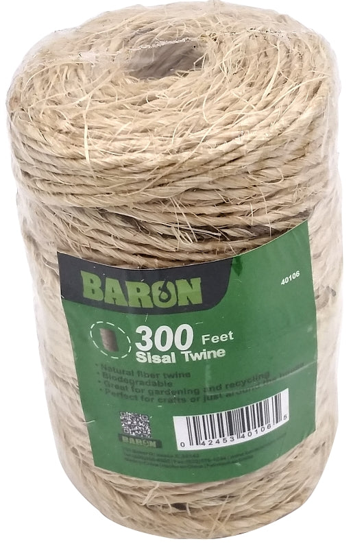 BARON Baron 40106 Twine, 1/8 in Dia, 300 ft L, 7 lb Working Load, Natural Fiber, Brown HARDWARE & FARM SUPPLIES BARON