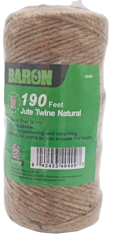 BARON BARON 40409 Twine, 1/8 in Dia, 190 ft L, 7 lb Working Load, Natural Fiber, Brown HARDWARE & FARM SUPPLIES BARON   