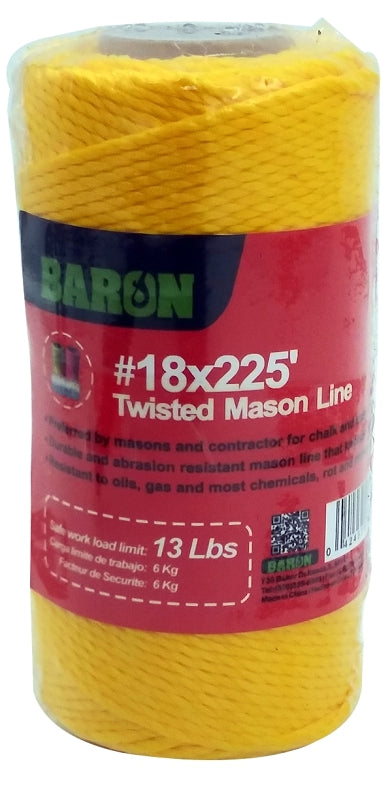 BARON Baron 50816 Seine Twine, #18 Dia, 225 ft L, 13 lb Working Load, Polypropylene, Neon Yellow HARDWARE & FARM SUPPLIES BARON