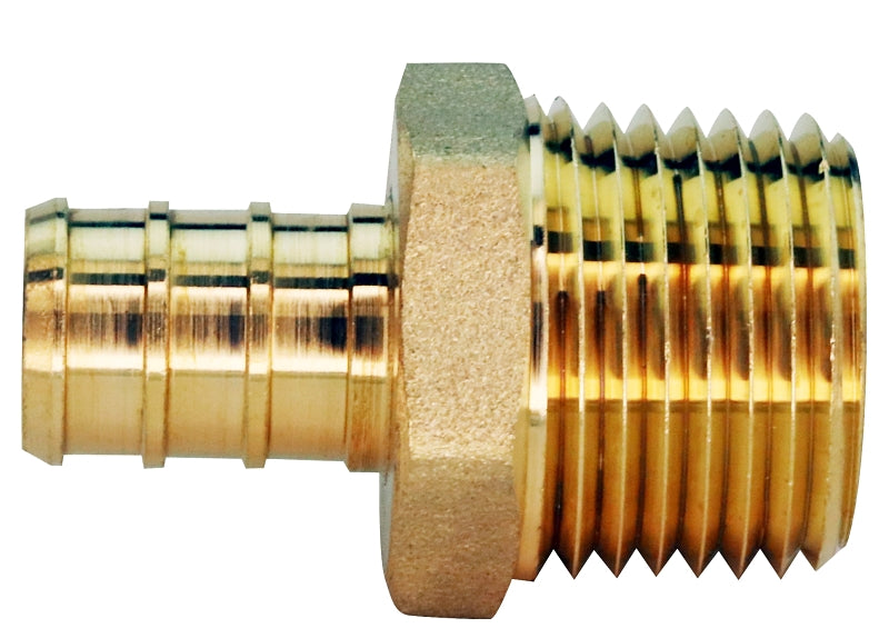 APOLLO Apollo APXMA125PK Pipe Adapter, 1/2 in, Barb x MPT, PEX-B, Brass, 200 psi Pressure