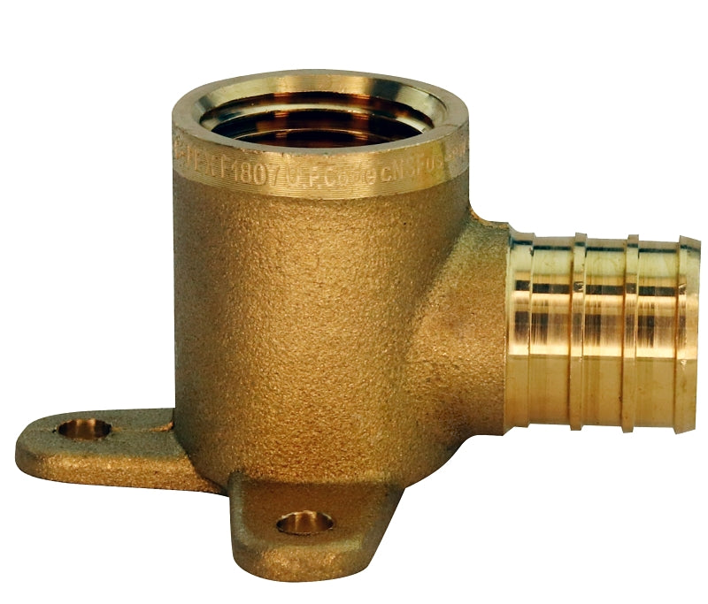 APOLLO Apollo APXDEE3412 Pipe Elbow, 3/4 x 1/2 in, Barb x FPT, PEX-B, Brass, 200 psi Pressure