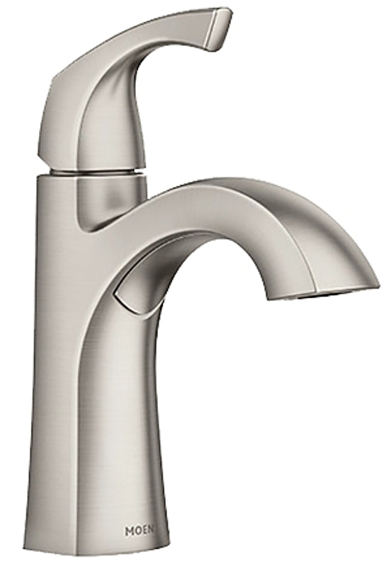 MOEN Moen Lindor Series 84505SRN Lavatory Faucet, 1.2 gpm, 1-Handle, Metal, Brushed Nickel, 4 in Faucet Centers