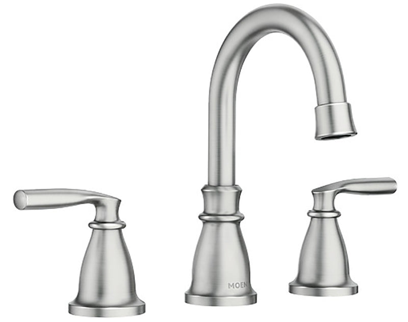 MOEN Moen Hilliard 84539SRN Series Bathroom Faucet, High Arc Spout, Brushed Nickel, 1-1/4 in Plate Size, 5 in, 1.2 gpm, Metal PLUMBING, HEATING & VENTILATION MOEN