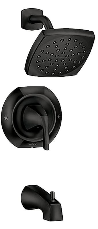 MOEN Moen Lindor Series 82504BL Posi-Temp Tub and Shower, Standard Showerhead, 1.75 gpm Showerhead, Diverter Tub Spout, Matte
