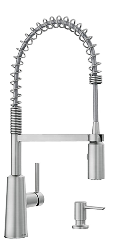MOEN Moen Nori Series 87897SRS Pre-Rinse Spring Kitchen Faucet, 1.5 gpm, 1-Handle, Metal, Spot Resist Brushed Nickel PLUMBING, HEATING & VENTILATION MOEN