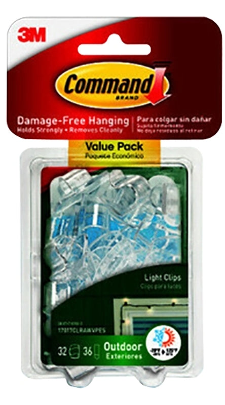 COMMAND Command 17017CLRAWVPES Light Clip with Foam Strip, 1-1/4 in L x 3/4 in W x 1/2 in H Dimensions, Plastic, Clear