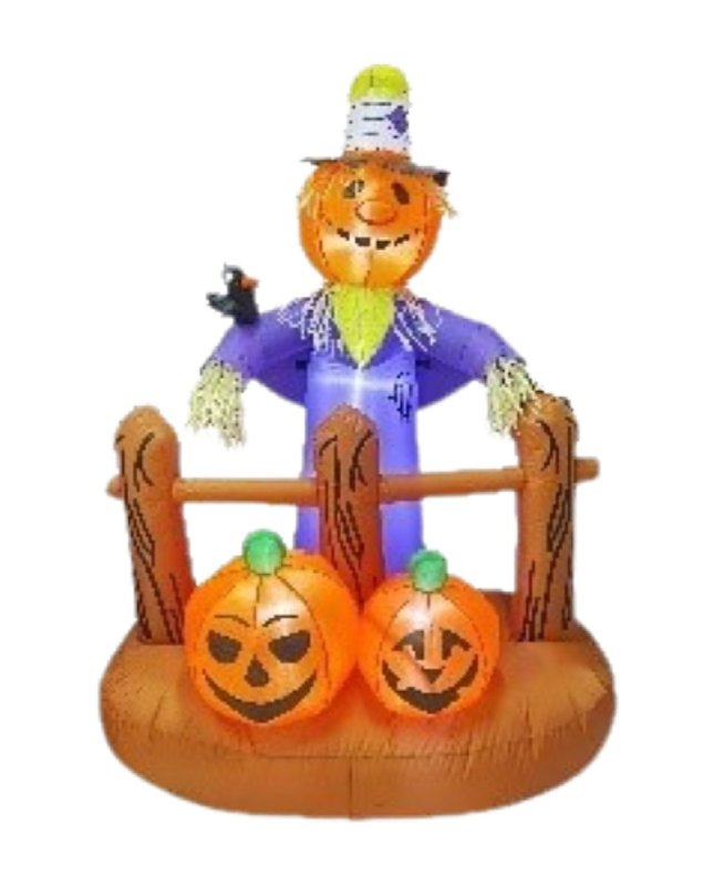 SANTAS FOREST Santas Forest 90978 Inflatable Scarecrow w/Pumpkin, 5 ft H, Polyester, Multi Color, Internal Light/Music: Internal Light, Indoor/Outdoor APPLIANCES & ELECTRONICS SANTAS FOREST