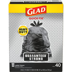 GLAD Glad 60035 Trash Bag, 30 gal, Black, L, Plastic, 40/CT