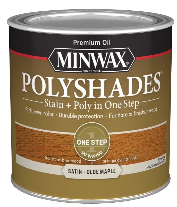 MINWAX Minwax 213304444 Waterbased Polyurethane Stain, Satin, Liquid, Olde Maple, 0.5 pt, Can PAINT MINWAX