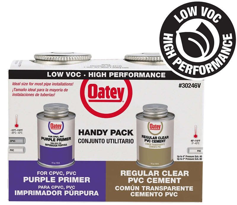 OATEY Oatey 30246V PVC Cement and Primer Kit, 4 oz, Liquid, Clear/Purple PLUMBING, HEATING & VENTILATION OATEY