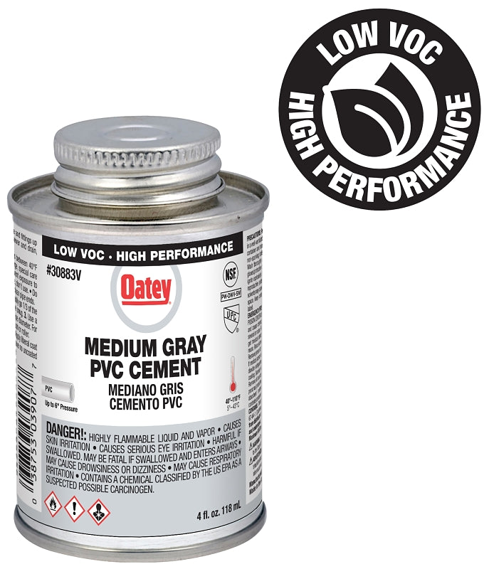 OATEY Oatey 30883V Medium-Bodied Fast Set Cement, 4 oz Can, Liquid, Gray