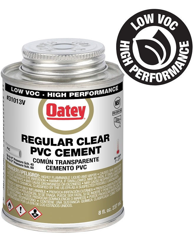 OATEY Oatey 31013V Regular-Bodied Fast Set Cement, 8 oz Can, Liquid, Clear