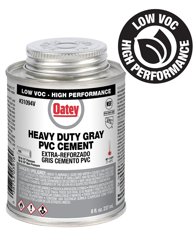 OATEY Oatey 31094V Heavy-Duty Medium Set Cement, 8 oz Can, Liquid, Gray