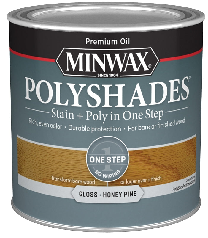 MINWAX Minwax 214104444 Waterbased Polyurethane Stain, Gloss, Liquid, Honey Pine, 0.5 pt, Can PAINT MINWAX