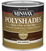 MINWAX Minwax PolyShades 213974444 Waterbased Polyurethane Stain, Satin, Liquid, Espresso, 0.5 pt PAINT MINWAX