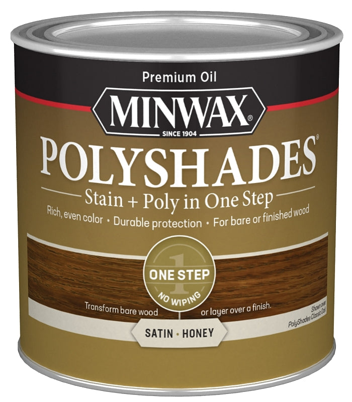 MINWAX Minwax 213964444 Waterbased Polyurethane Stain, Satin, Liquid, Honey, 0.5 pt PAINT MINWAX