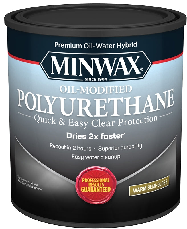 MINWAX Minwax 630200444 Polyurethane, Semi-Gloss, Liquid, Clear, 1 qt, Can PAINT MINWAX