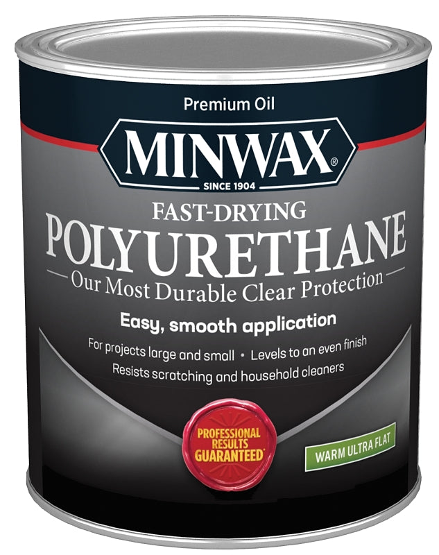 MINWAX Minwax 630154444 Fast-Drying Polyurethane, Ultra Flat, Clear, 1 qt