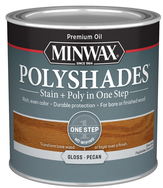 MINWAX Minwax 214204444 Waterbased Polyurethane Stain, Gloss, Liquid, Pecan, 0.5 pt, Can PAINT MINWAX