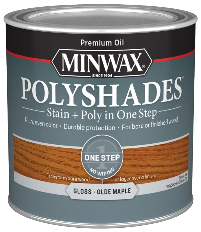 MINWAX Minwax 214304444 Waterbased Polyurethane Stain, Gloss, Liquid, Olde Maple, 0.5 pt, Can PAINT MINWAX