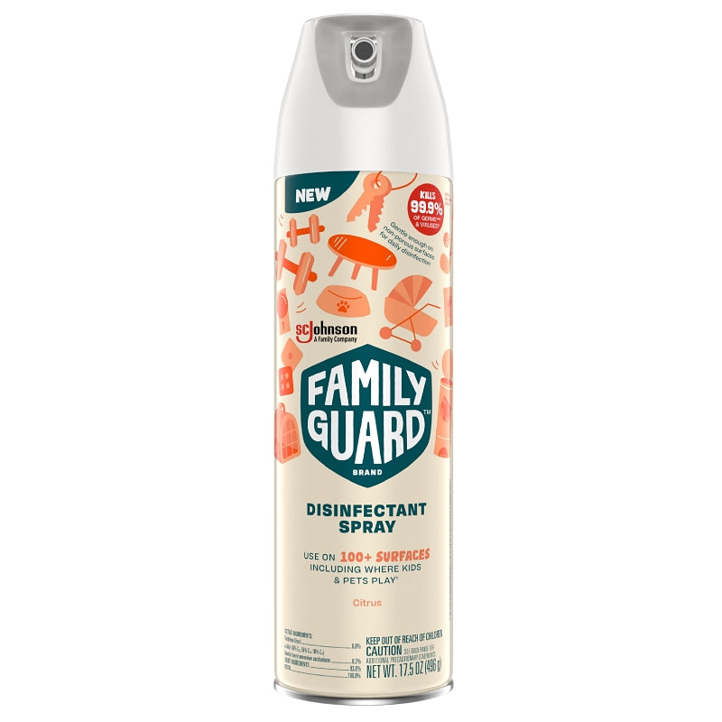 SC JOHNSON FamilyGuard 00859 Disinfectant, 17.5 oz Aerosol Can, Citrus CLEANING & JANITORIAL SUPPLIES SC JOHNSON