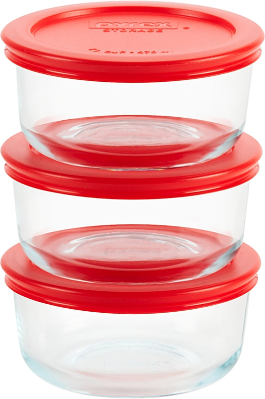 PYREX Pyrex 1085657 6-Piece Food Container Set, Glass/Plastic HOUSEWARES PYREX   