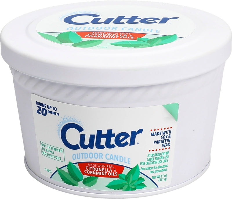 CUTTER Cutter HG-97190 Outdoor Candle, Opaque White, Citronella and Mint, 20 hr Burn Time, 11 oz Bucket
