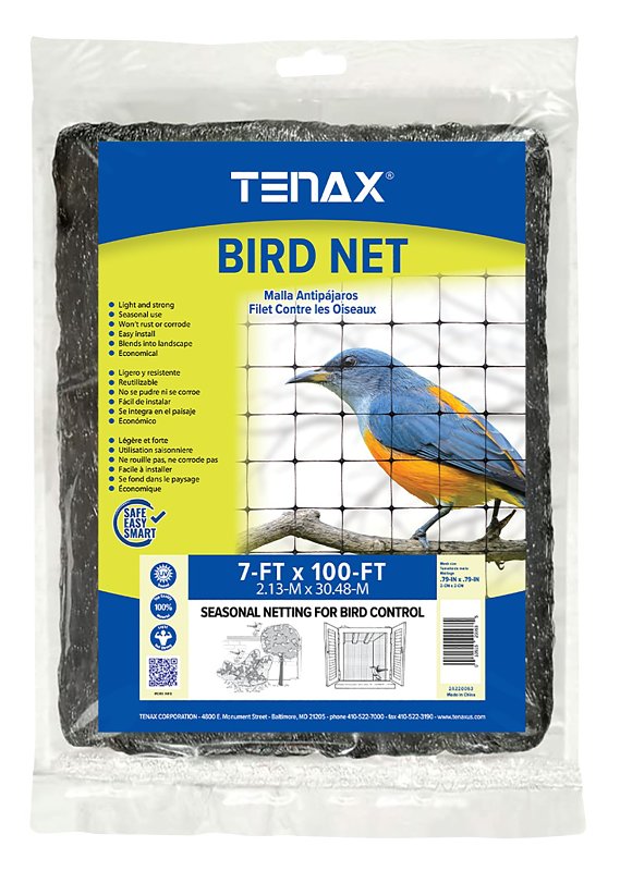 TENAX Tenax 2A220063 Protective Netting, 100 ft L, 7 ft W, Square Mesh, 3/4 in Mesh, Polypropylene, Black LAWN & GARDEN TENAX   