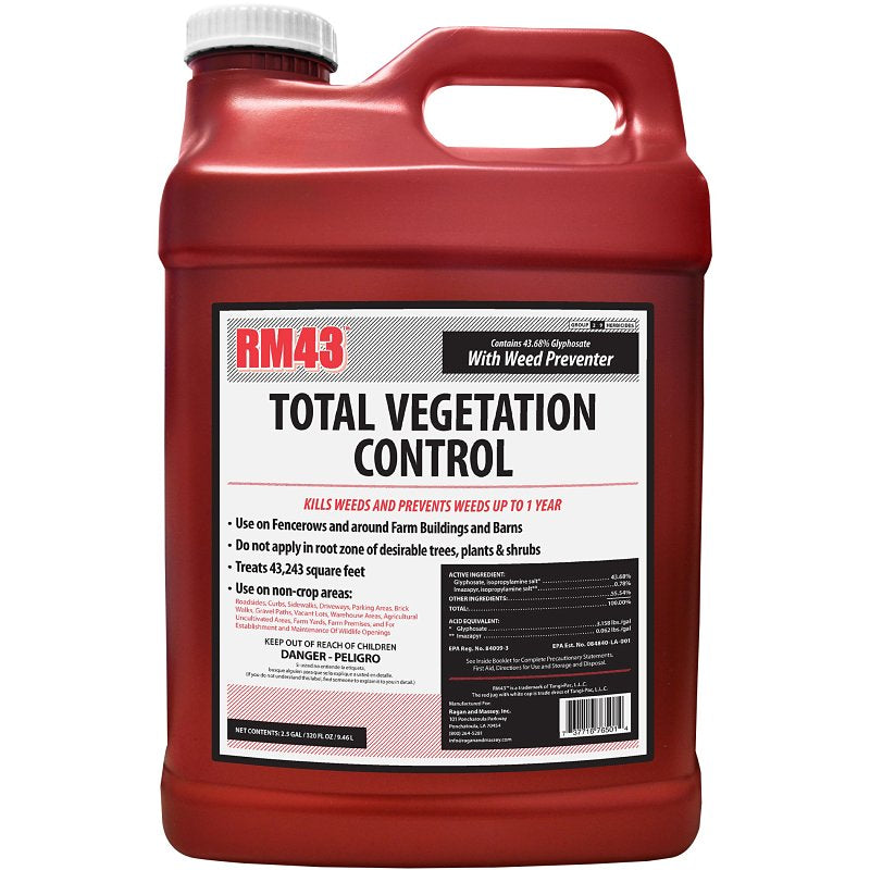 RAGAN AND MASSEY RM43 Ragan & Massey 76501 Total Vegetation Control, Liquid, Clear/Yellow, 2.5 gal, Bottle LAWN & GARDEN RAGAN AND MASSEY