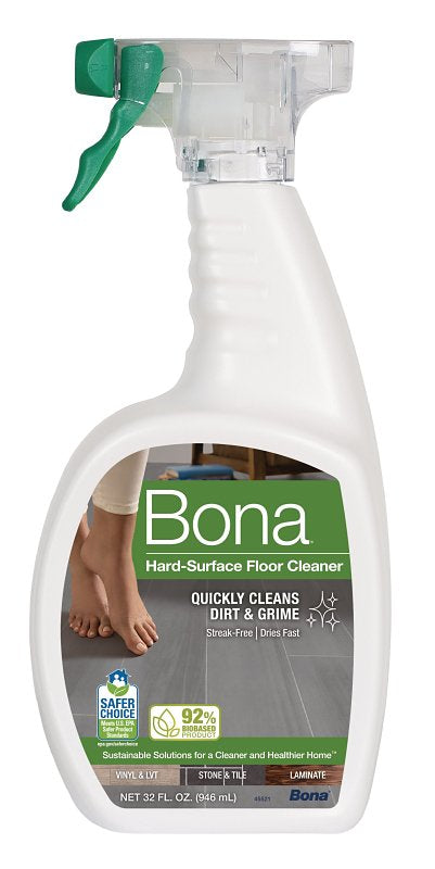 BONA Bona WM700051184 Hard-Surface Floor Cleaner, 32 oz Bottle, Liquid, Mild, Green