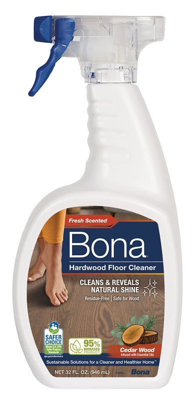 BONA Bona WM700051223 Hardwood Floor Cleaner, 32 oz Bottle, Liquid, Cedar Wood, Blue