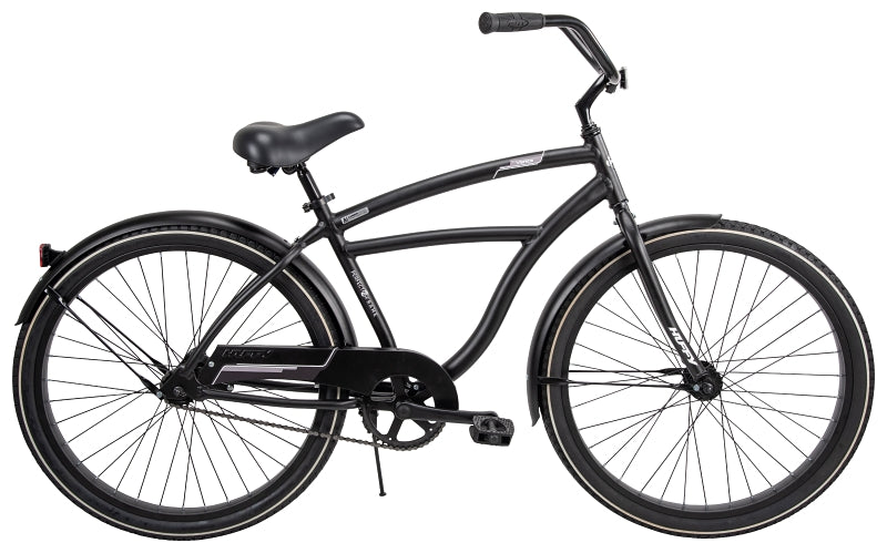 HUFFY Huffy 66649 Men's Cruiser Bicycle, Men, Aluminum Frame, Rear Coaster Brake, 26 in Dia Wheel, Matte Black