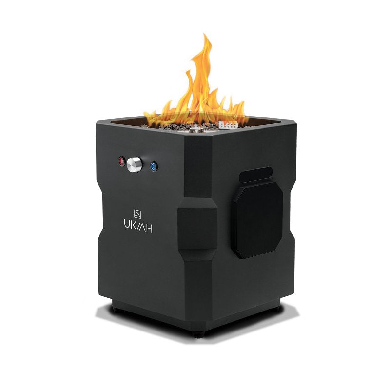 UKIAH Ukiah TK-1044-T2BLK Portable Fire Pit, 15-1/4 in OAW, 15-1/4 in OAD, 16 in OAH, Propane, Piezo Ignition, Steel OUTDOOR LIVING & POWER EQUIPMENT UKIAH