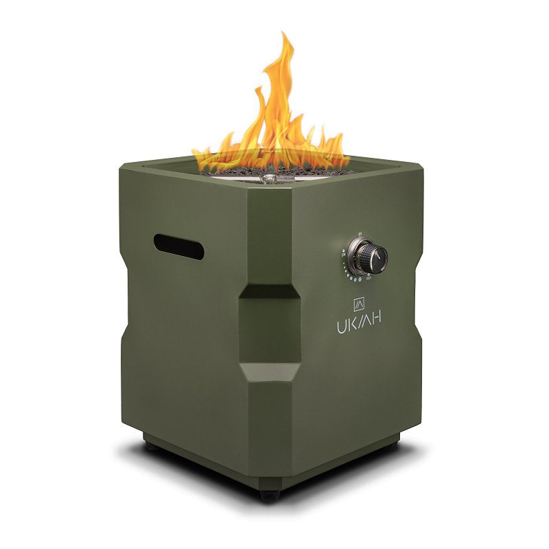 UKIAH Ukiah TK-1043-DG Portable Fire Pit, 16.73 in OAW, 19.88 in OAD, 18.11 in OAH, Rectangular, Propane, Electric Ignition OUTDOOR LIVING & POWER EQUIPMENT UKIAH