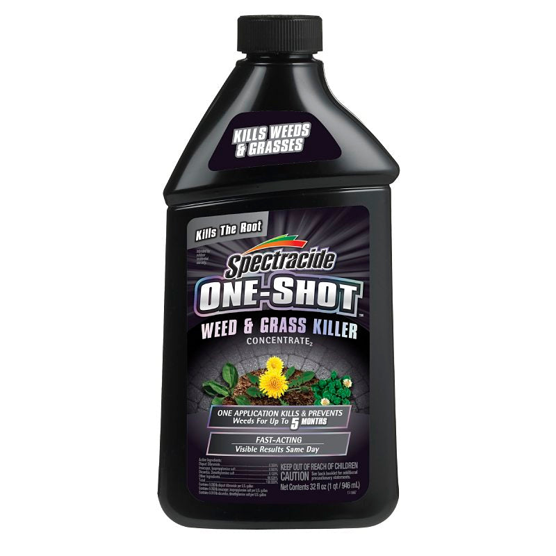 SPECTRACIDE Spectracide ONE-SHOT HG-97188 Weed and Grass Killer Concentrate, Liquid, Clear/Pale Yellow, 32 fl-oz Bottle