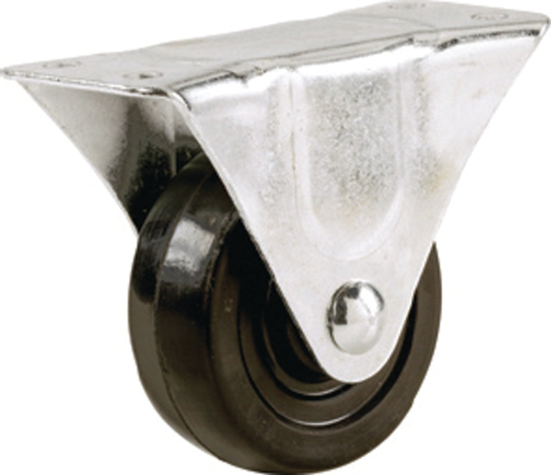 SHEPHERD Shepherd Hardware 9789 Rigid Caster, 5 in Dia Wheel, 1-1/4 in W Wheel, Rubber Wheel, 200 lb