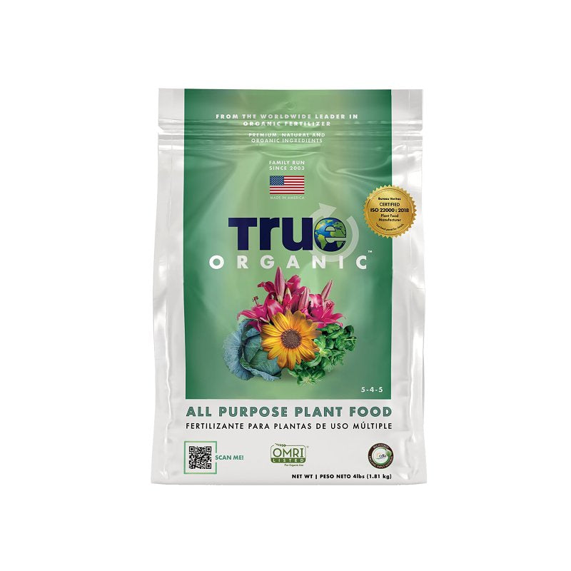TRUE ORGANIC PRODUCTS I True ORGANIC R0001 All-Purpose Plant Food, 4 lb Bag, Granular, 5-4-5 N-P-K Ratio LAWN & GARDEN TRUE ORGANIC PRODUCTS I