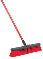 THE LIBMAN COMPANY Libman 804 Push Broom, 3 in L Trim, Pet Bristle, 58-3/4 in L, Threaded, Steel Handle, Red
