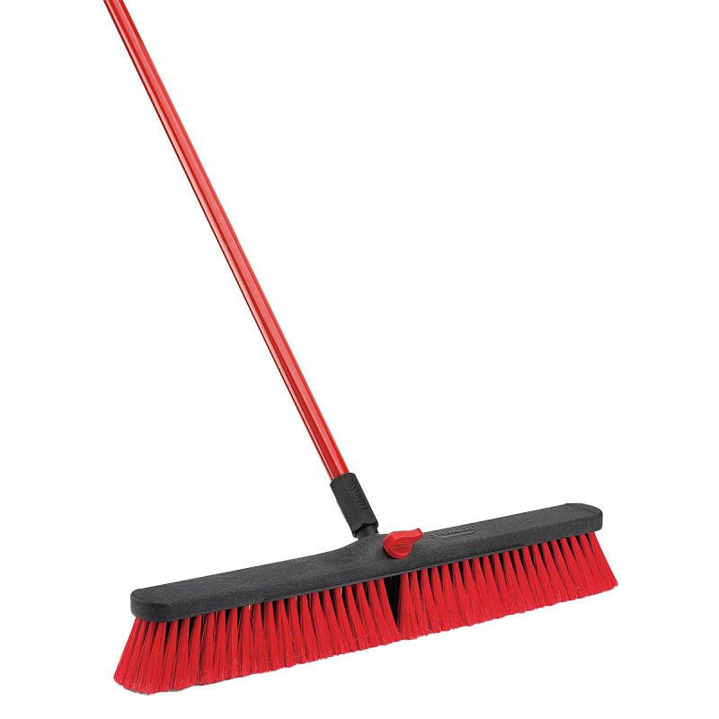 THE LIBMAN COMPANY Libman 805 Push Broom, 24 in Sweep Face, 3 in L Trim, Pet Bristle, 64 in L, Steel Handle