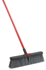 THE LIBMAN COMPANY Libman 878 Push Broom, 4 in L Trim, PET Bristle, 58-3/4 in L, Threaded, Steel Handle, Red
